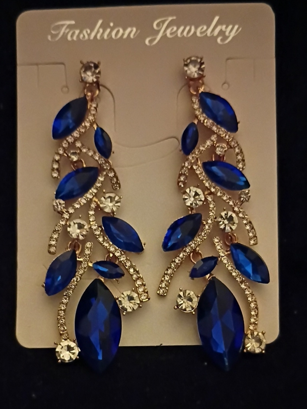 Fashion Jewelry Royal Blue Crystal Chandelier Earrings
